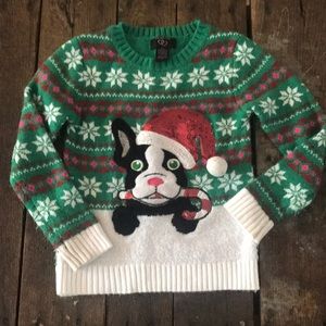 Girls Dog Christmas Sweater